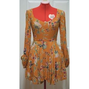 Rosalinda Floral Long-Sleeve Mini Dress